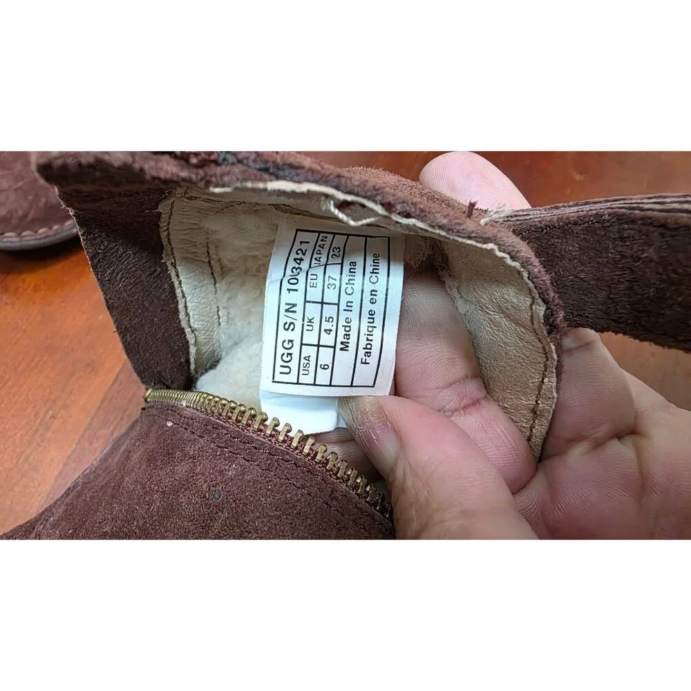 Ugg Neevah Brown Suede Shearling-Lined‎ Ankle Boots Grunge Winter Women Size 6M